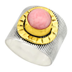 3.16cts victorian natural pink opal 925 silver two tone ring size 7 r18471