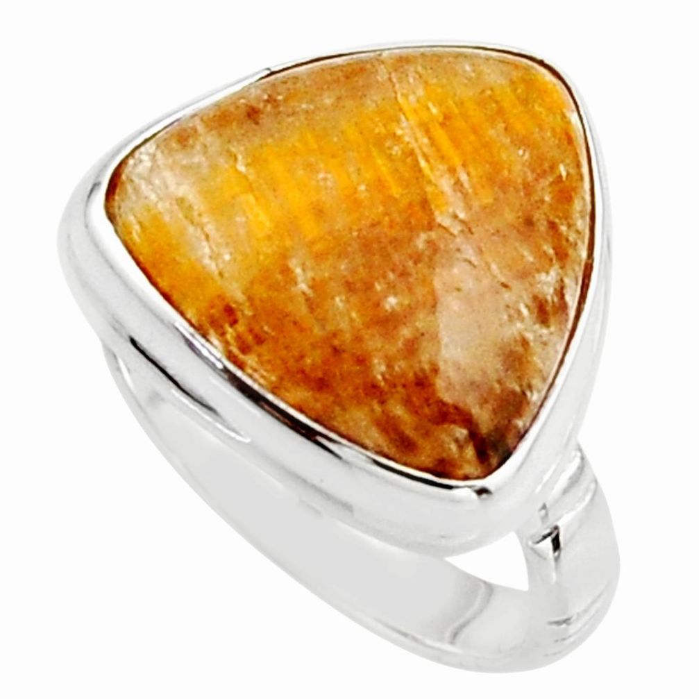 14.40cts natural golden cacoxenite super seven 925 silver ring size 8 r18785