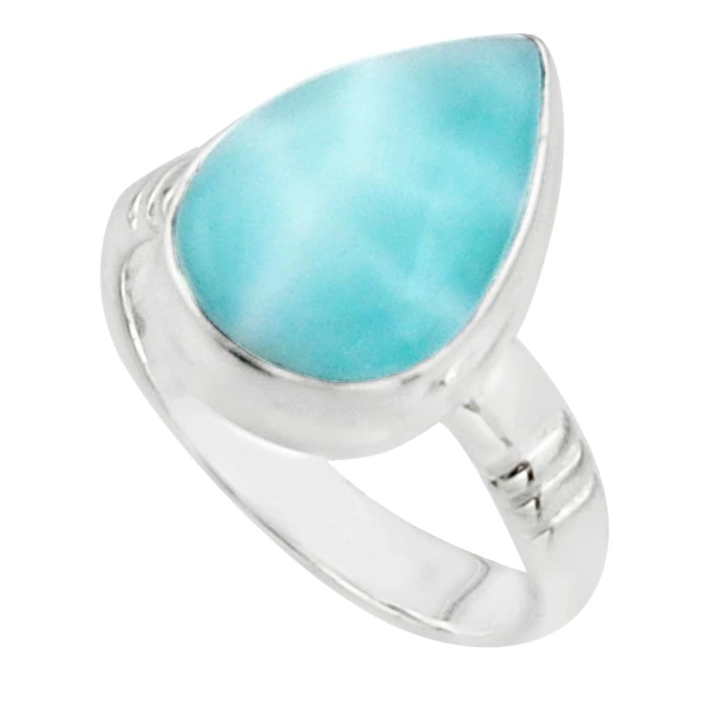 7.23cts natural blue larimar 925 sterling silver solitaire ring size 6 r18887