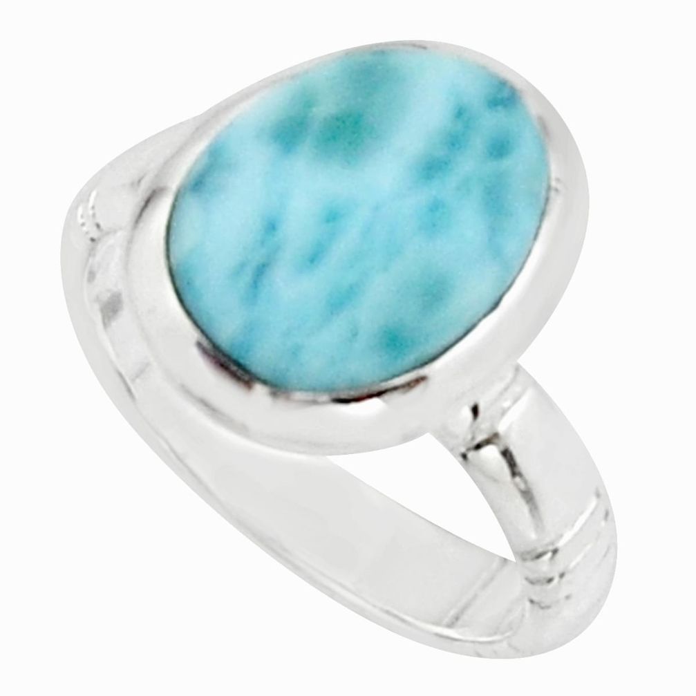 5.30cts natural blue larimar 925 sterling silver solitaire ring size 6 r18889