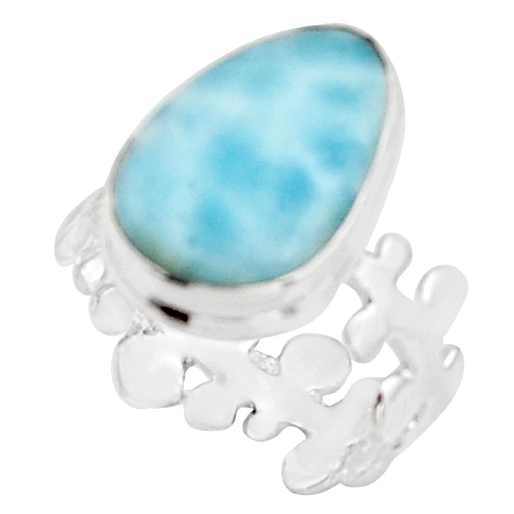 7.54cts natural blue larimar 925 sterling silver solitaire ring size 7 r18893