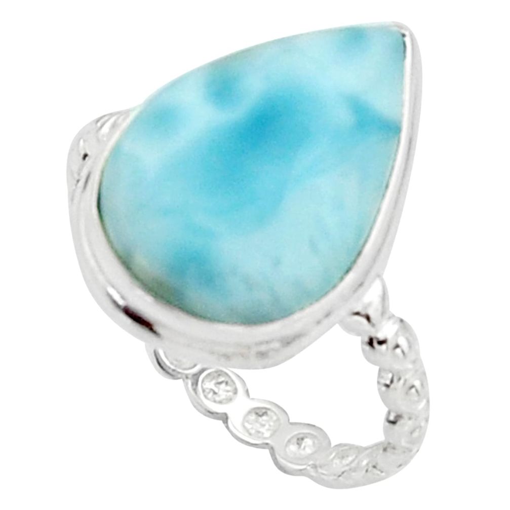 8.73cts natural blue larimar 925 sterling silver solitaire ring size 8 r18897