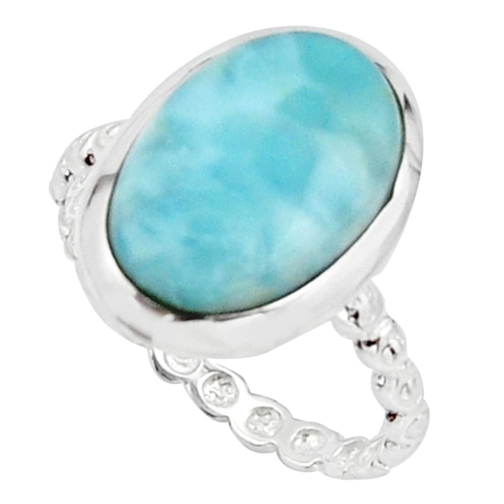 6.43cts natural blue larimar 925 sterling silver solitaire ring size 8 r18899