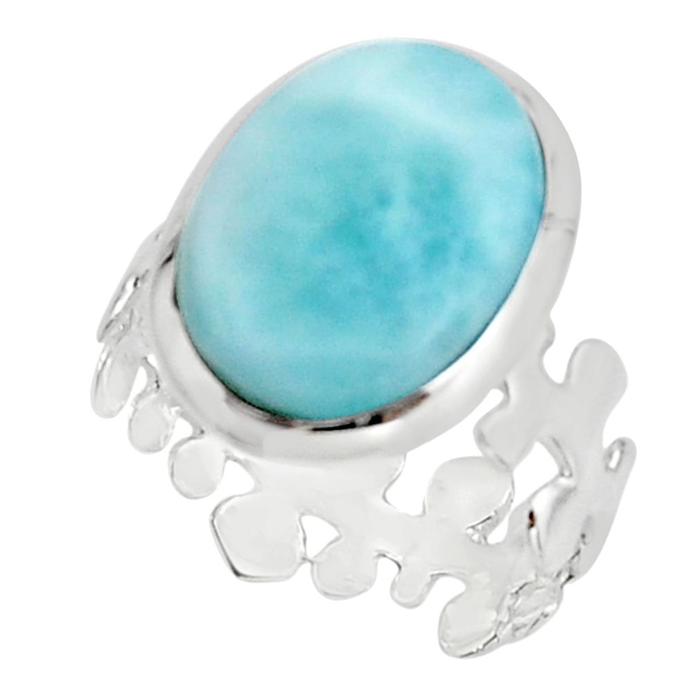 9.47cts natural blue larimar 925 sterling silver solitaire ring size 8 r18913