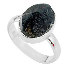 5.06cts a gem from space black tektite 925 sterling silver ring size 7 t14404