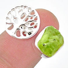 5.05cts adjustable green peridot rough silver tree of life ring size 7 u42066