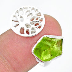 5.57cts adjustable green peridot rough silver tree of life ring size 9 u42067