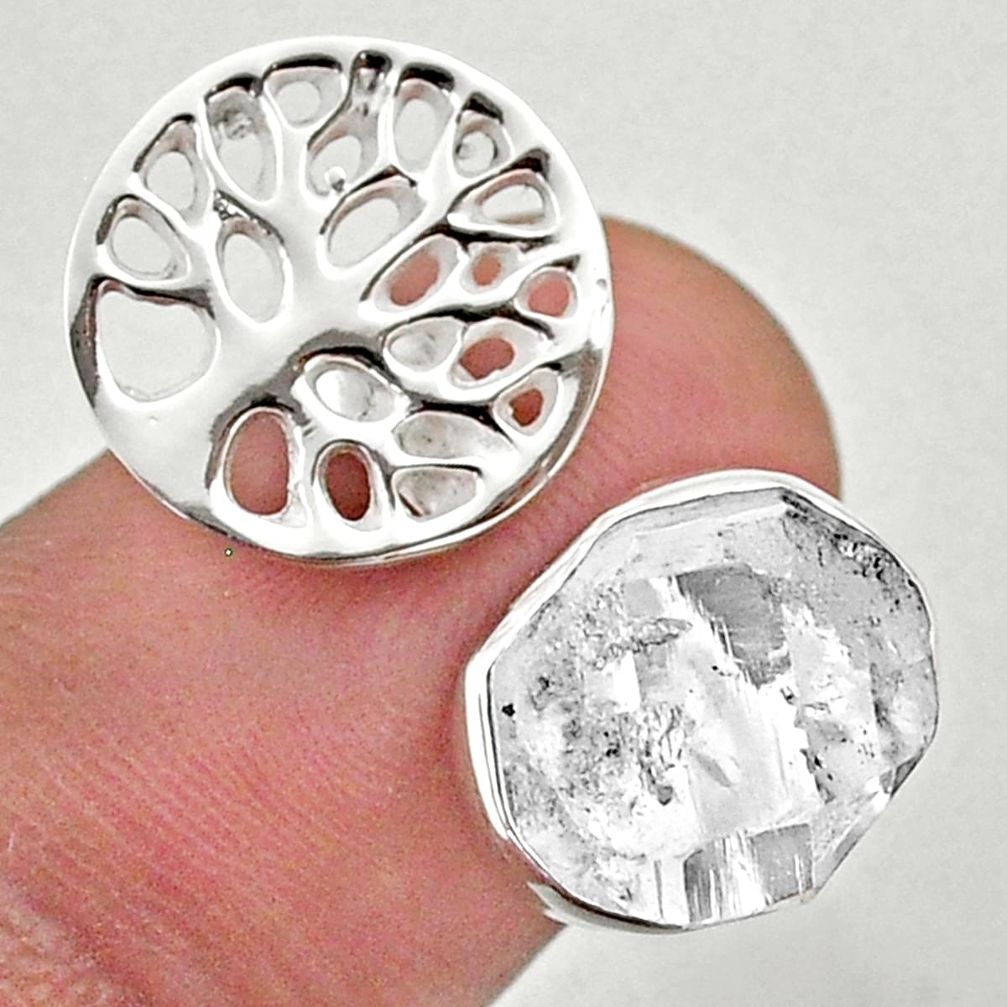 5.38cts adjustable herkimer diamond 925 silver tree of life ring size 6.5 t49354