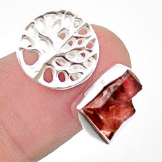 5.53cts adjustable red garnet rough 925 silver tree of life ring size 7 u42109