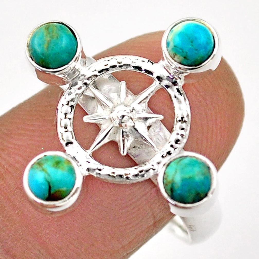 1.96cts amulet star green arizona mohave turquoise silver ring size 8.5 t89639