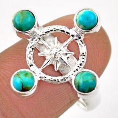 1.96cts amulet star green arizona mohave turquoise silver ring size 8.5 t89639