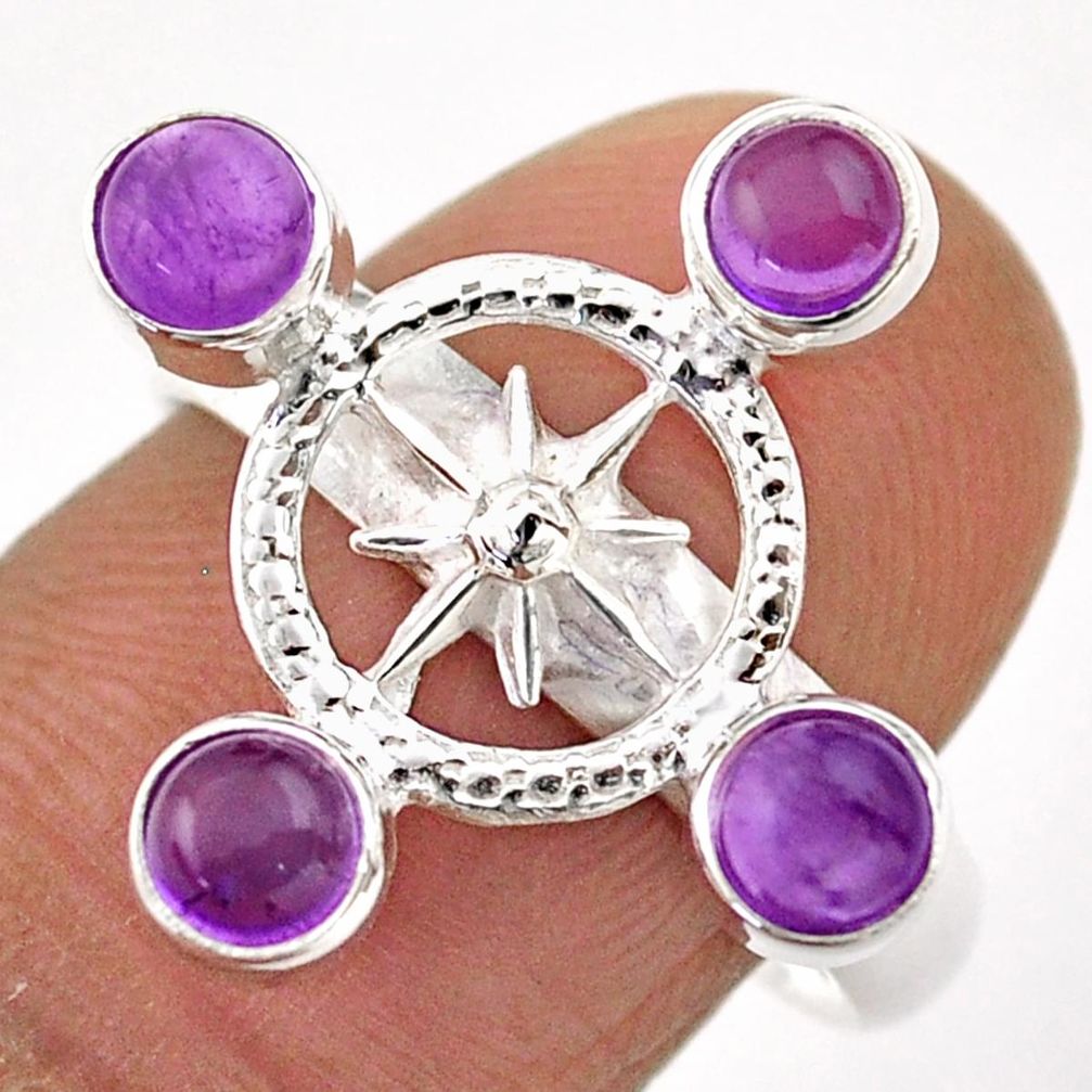 1.96cts amulet star natural purple amethyst 925 silver ring size 8 t89634