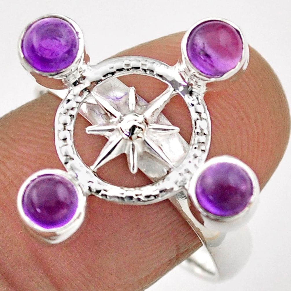 1.93cts amulet star natural purple amethyst 925 silver ring size 8.5 t89636