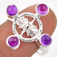 1.96cts amulet star natural purple amethyst 925 silver ring size 8.5 t89637