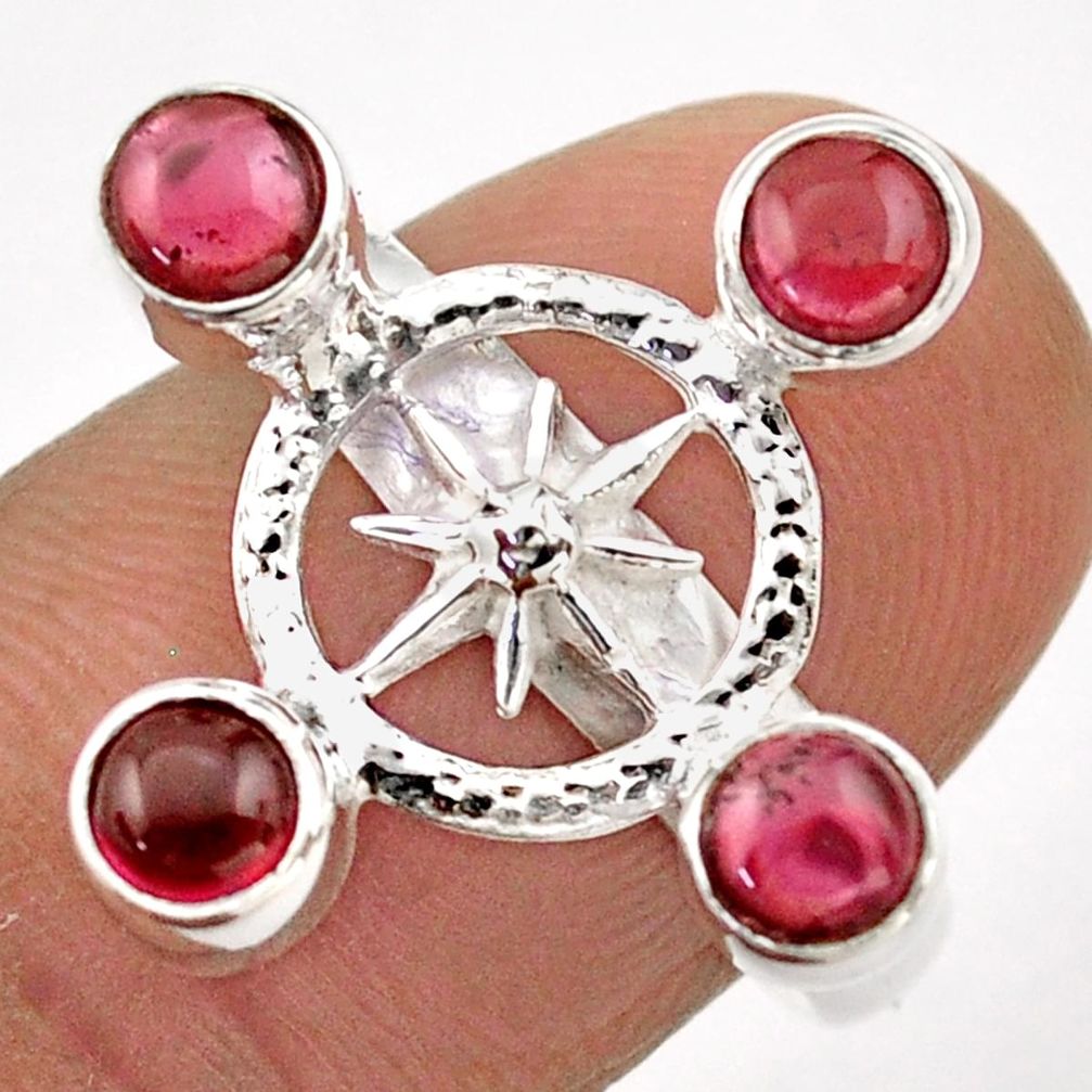 2.01cts amulet star natural red garnet 925 sterling silver ring size 8 t89681