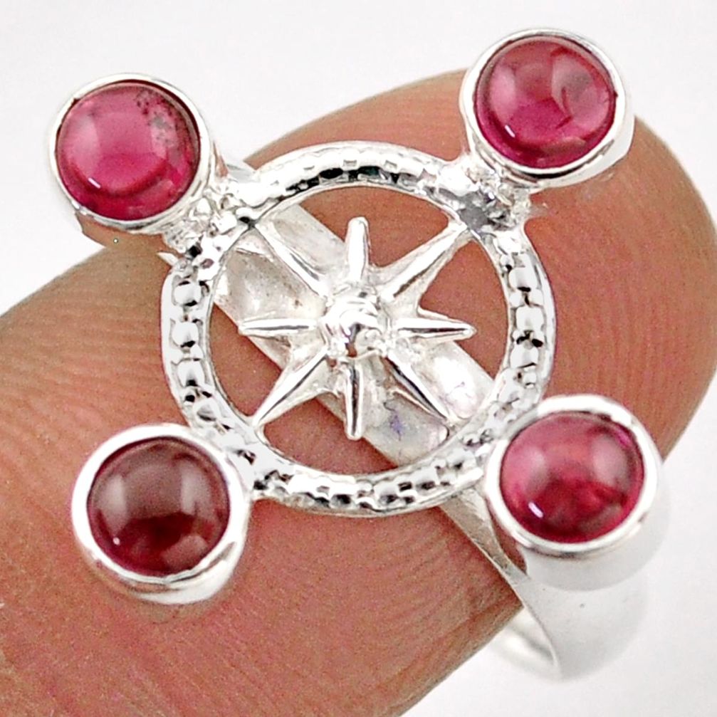 2.01cts amulet star natural red garnet 925 sterling silver ring size 8.5 t89623