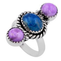 Apatite (madagascar) phosphosiderite 925 silver adjustable ring size 6.5 n46661