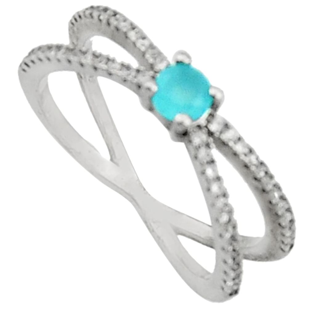 1.79cts aqua chalcedony topaz 925 sterling silver ring size 7 c9430