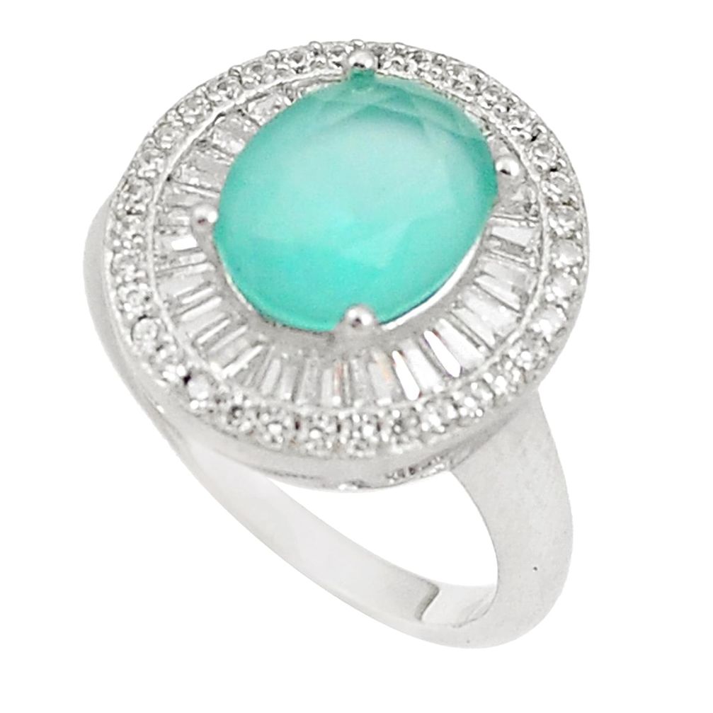 8.05cts aqua chalcedony white topaz 925 silver ring jewelry size 6 c19271