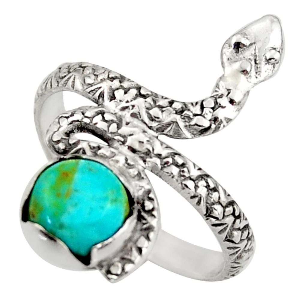 3.13cts arizona mohave turquoise 925 silver snake solitaire ring size 9 d46273