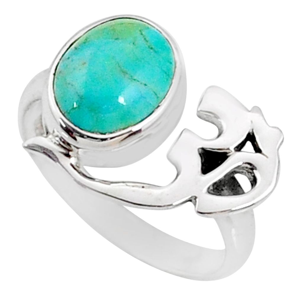 3.91cts arizona mohave turquoise 925 silver solitaire om ring size 6.5 r67408