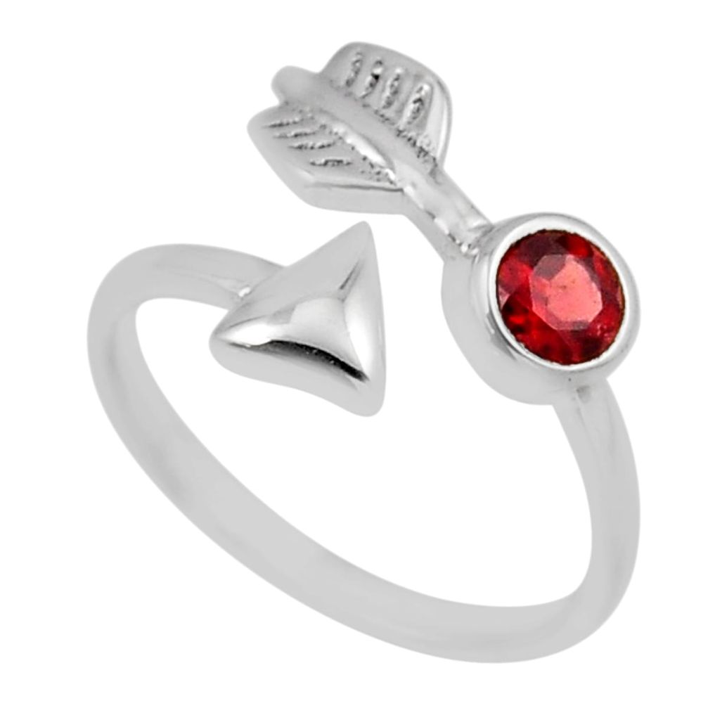 0.91cts arrow natural red garnet 925 silver adjustable ring size 8.5 y45930