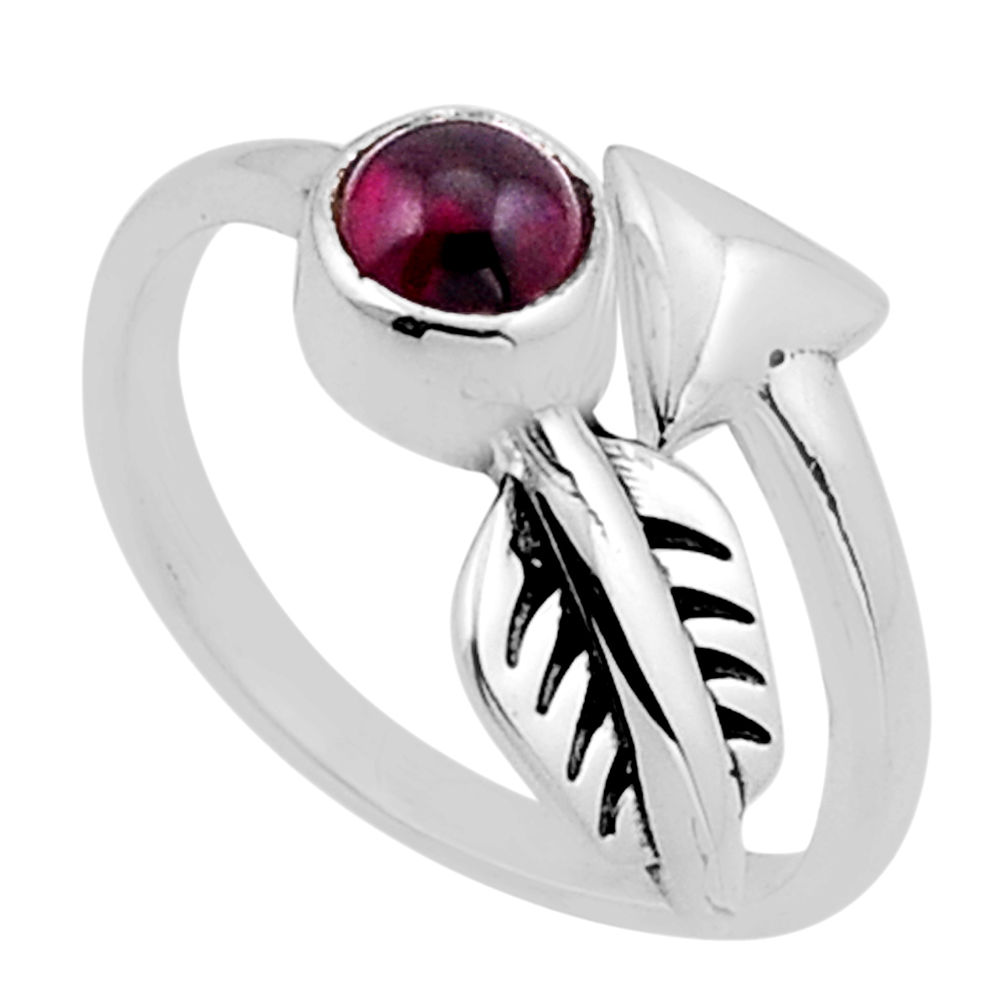 0.89cts arrow natural red garnet round silver adjustable ring size 6.5 n49791