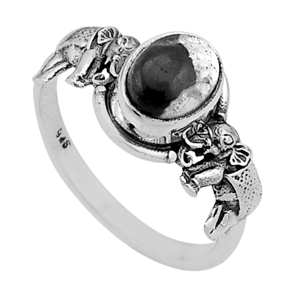 1.85cts arrow white buffalo turquoise 925 silver adjustable ring size 7.5 n49815