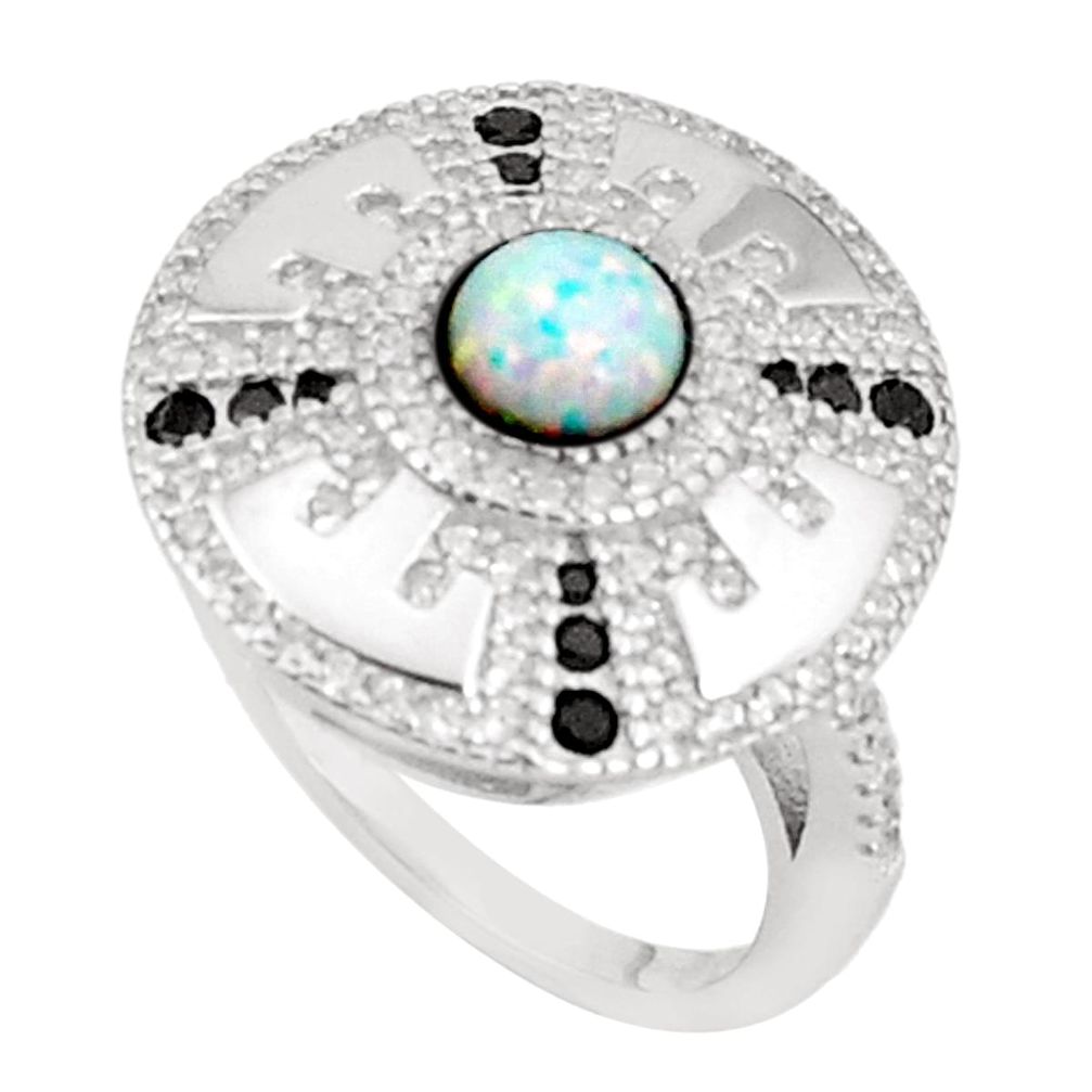 Art decopink australian opal (lab) topaz 925 silver ring size 5.5 a95811 c24656