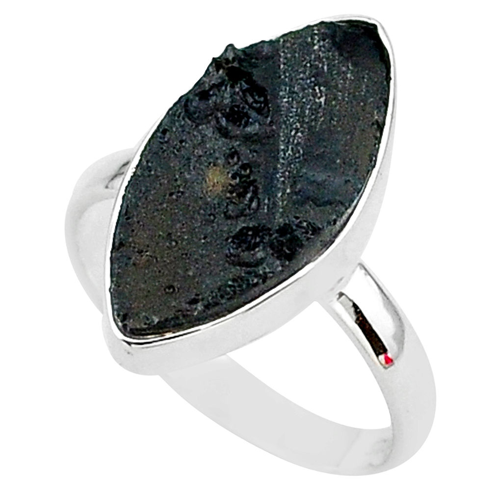 11.17cts aura protection natural tektite 925 sterling silver ring size 9 t14376