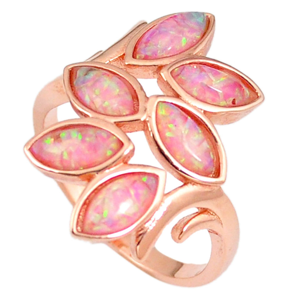 LAB 2.81cts australian opal (lab) 925 silver rose gold ring size 9.5 a61896 c14991