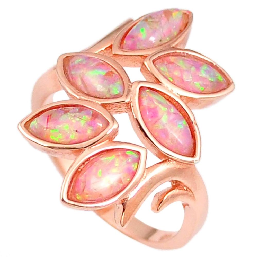 2.74cts australian opal (lab) silver 14k rose gold ring size 8.5 a61887 c14997
