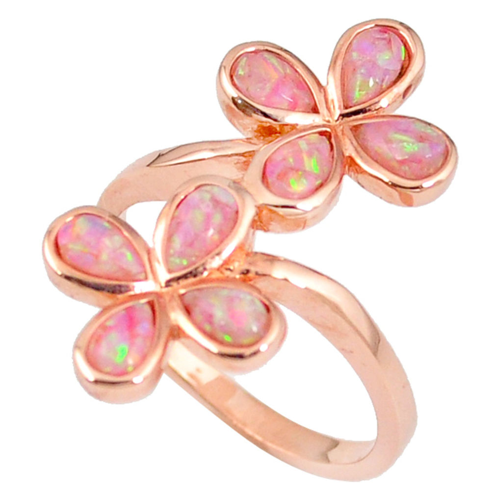 1.81cts australian opal (lab) silver 14k rose gold ring size 9.5 a61898 c14996