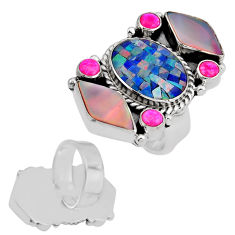 Australian opal triplet volcano aurora opal silver adjustable ring size 7 c33097