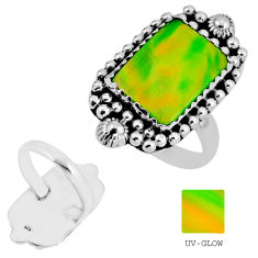 4.38cts back close fine volcano aurora opal 925 silver ring size 5.5 y56054