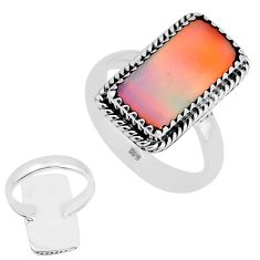 3.83cts back close fine volcano aurora opal 925 silver ring size 8.5 y58386