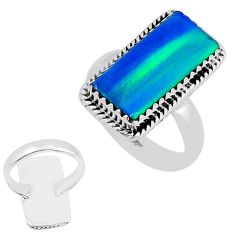 3.68cts back close fine volcano aurora opal baguette silver ring size 7 y58366