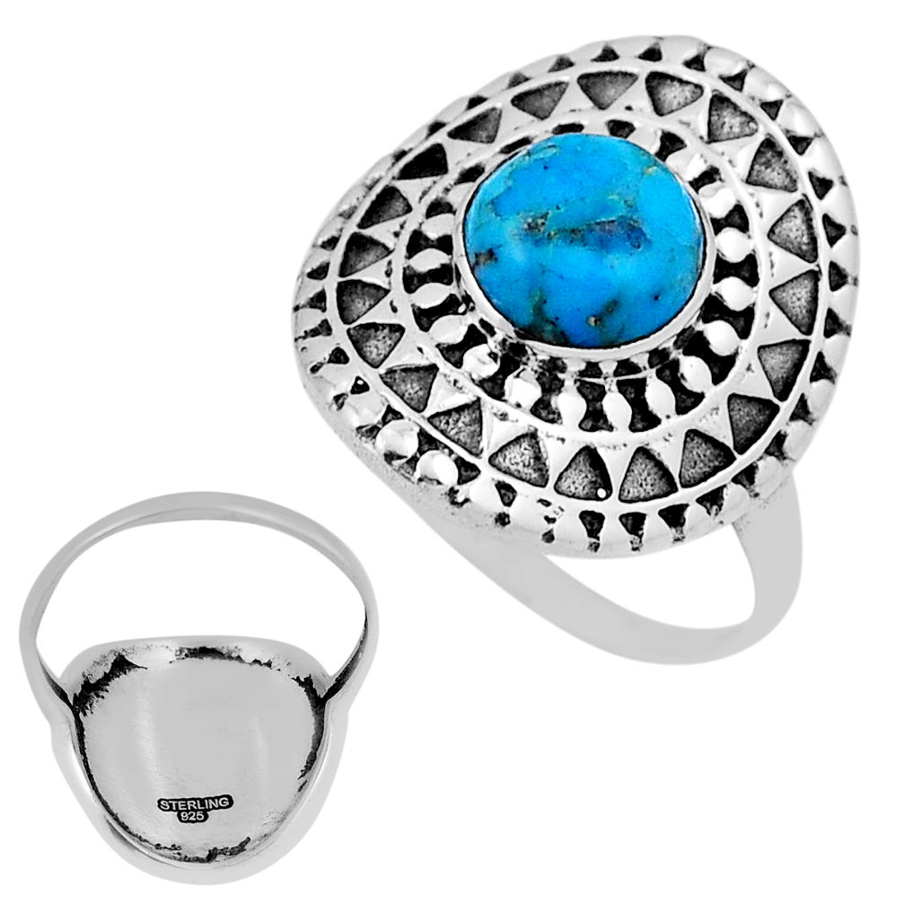 3.12cts back close green arizona mohave turquoise silver ring size 9.5 n33771