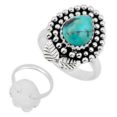 3.98cts back close natural blue kingman turquoise silver ring size 7.5 y44589