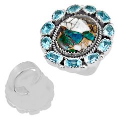 32.74cts back close natural chrysocolla shungite 925 silver ring size 7 c30769