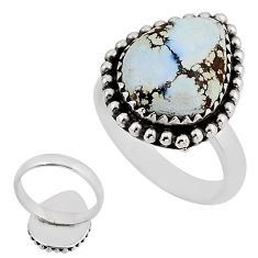 6.50cts back close natural golden hills turquoise 925 silver ring size 7 c31473
