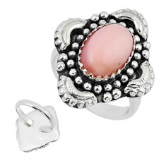 4.10cts back close natural pink opal 925 sterling silver ring size 6.5 y44523