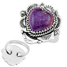 6.09cts back close natural purpurite stichtite 925 silver ring size 8 y38116