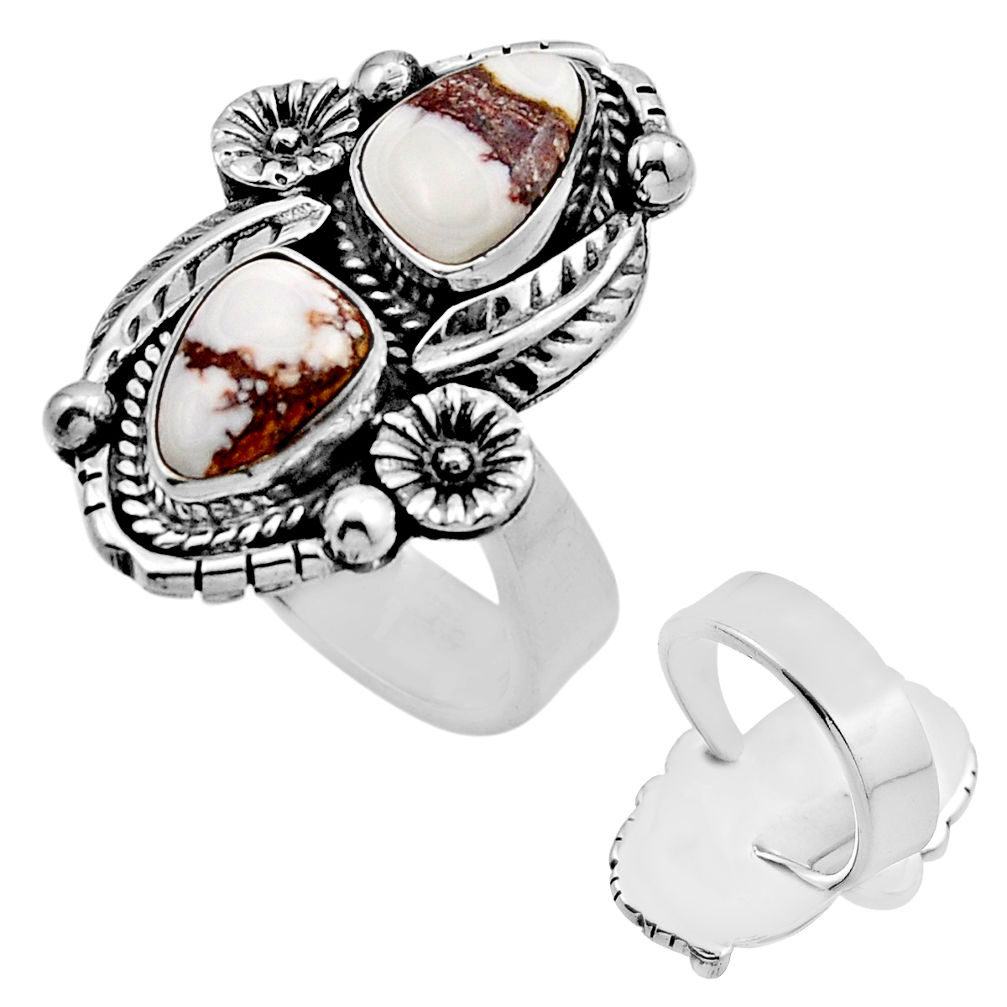 7.20cts back close wild horse magnesite silver adjustable ring size 7.5 c33007