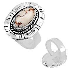 4.83cts back close wild horse magnesite silver adjustable ring size 6.5 c33013