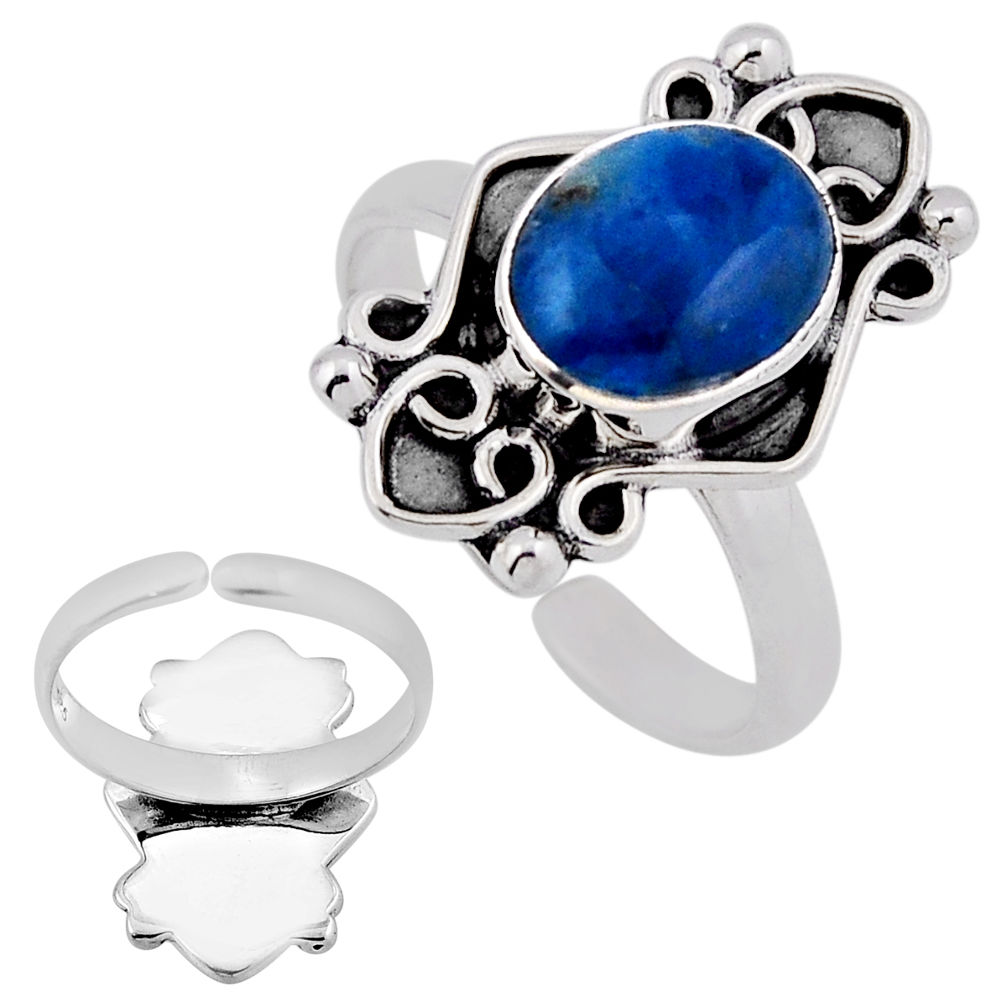 4.52cts back closed apatite (madagascar) silver adjustable ring size 7.5 n38712