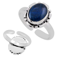 3.98cts back closed apatite (madagascar) silver adjustable ring size 7 n38728