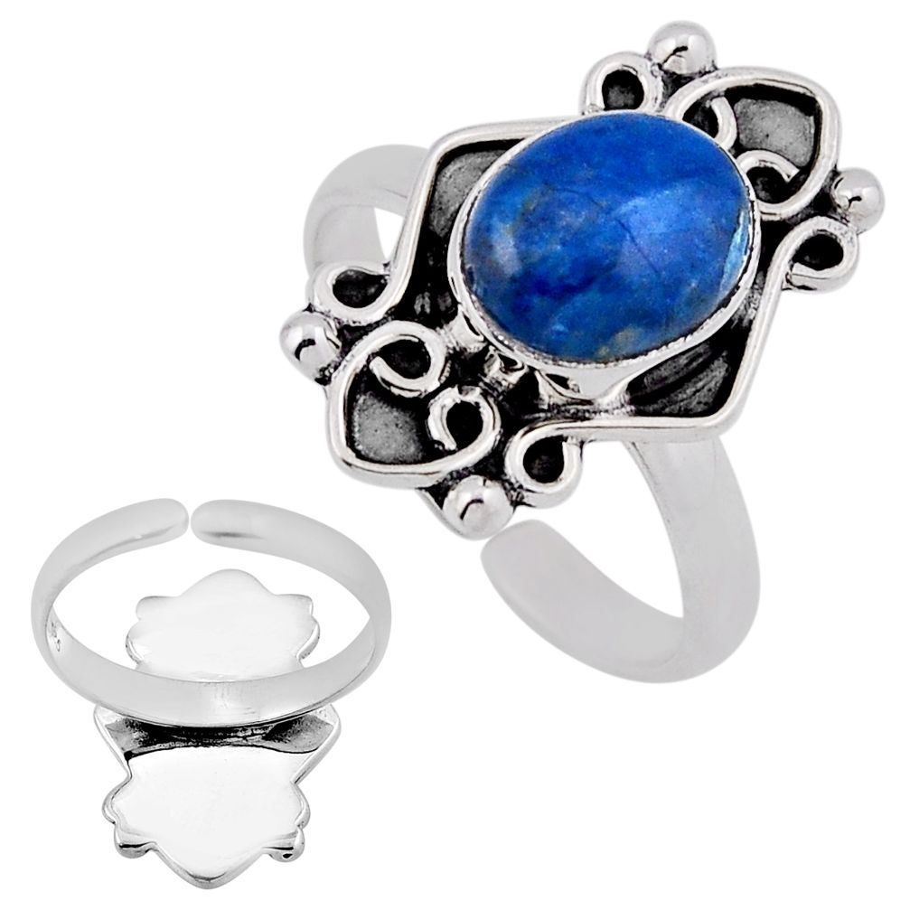 4.07cts back closed apatite (madagascar) silver adjustable ring size 7 n38731