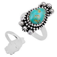 Back closed arizona mohave turquoise 925 silver adjustable ring size 7.5 n44029