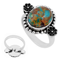 Back closed arizona mohave turquoise 925 silver adjustable ring size 8 n44908
